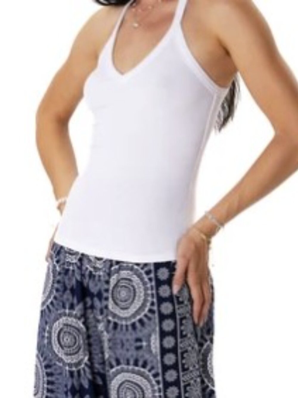 Lotus and Luna White Strappy Racerback Tank - Picture 2 of 3